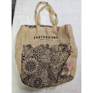 Earthbound Trading Company Burlap Tote Bag Shopping Grocery Bag